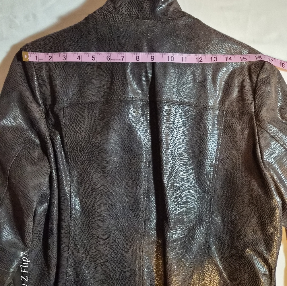 Alfani Petite Large Genuine Leather Snakeskin Jacket - Picture 5 of 7
